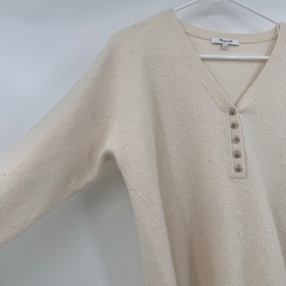Madewell Sweater Women Large Cream V-Neck Wool Alpaca Slouchy Pullover Preppy - Picture 3 of 8